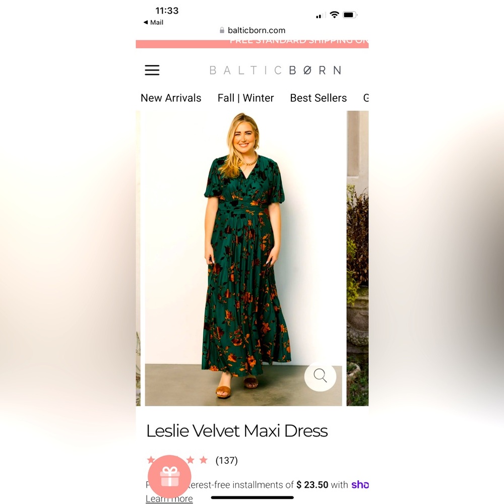 Velvet maxi dress